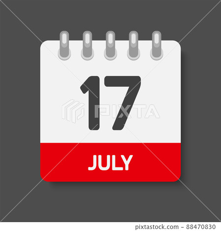 Icon Day Date 17 July, Template Calendar Page - Stock Illustration 