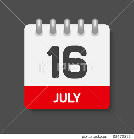 Icon day date 16 July, template calendar page 88470831