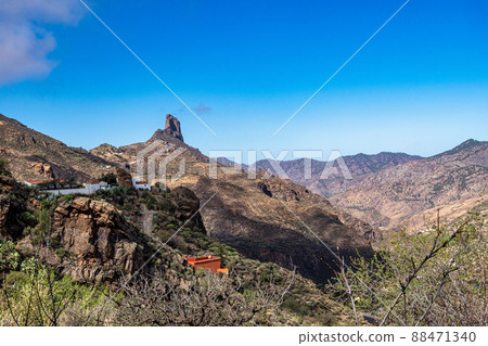 Valley of Tejeda at Gran Canaria, Spain. Hiking along the Barranco de Tejeda 88471340