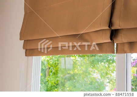 Roman blind curtain decoration in living room interior 88471558
