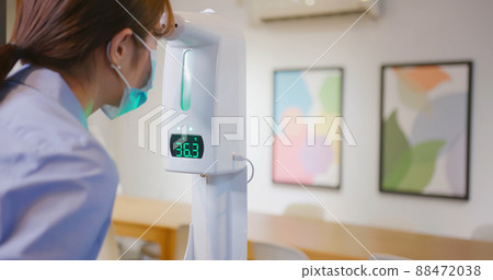 woman use thermometer equipment woman use thermometer equipment 88472038