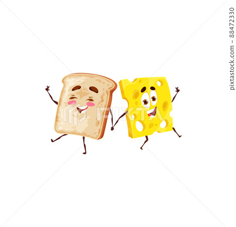 Cartoon toast bread and cheese characters,... - Stock Illustration  [88472330] - PIXTA