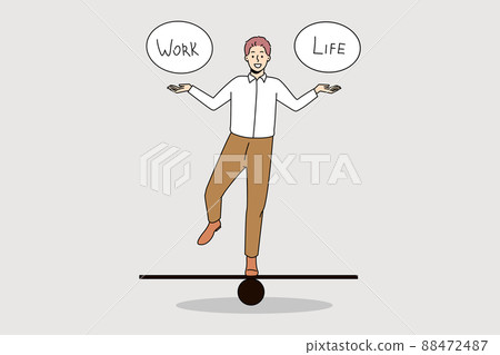 Happy businessman balancing between work and life Happy businessman balancing between work and life 88472487