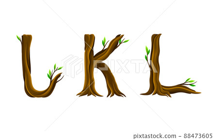 I,K,L letters made of branches and leaves. Eco english alphabet font vector illustration I,K,L letters made of branches and leaves. Eco english alphabet font vector illustration 88473605