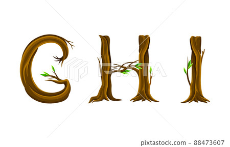 G,H,I letters made of branches and leaves. Eco english alphabet font vector illustration G,H,I letters made of branches and leaves. Eco english alphabet font vector illustration 88473607