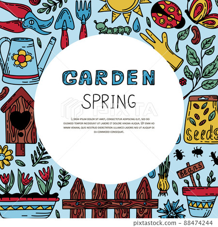 Vector gardening doodle banners. Cartoon hand drawn isolated design horticulture elements. Spring set for gardening and floriculture. Sketch of a nerd hobby icon Vector gardening doodle banners. Cartoon hand drawn isolated design horticulture elements. Spring set for gardening and floriculture. Sketch of a nerd hobby icon 88474244