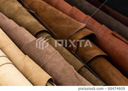 Material for creating handmade production at leather workshop. 88474609