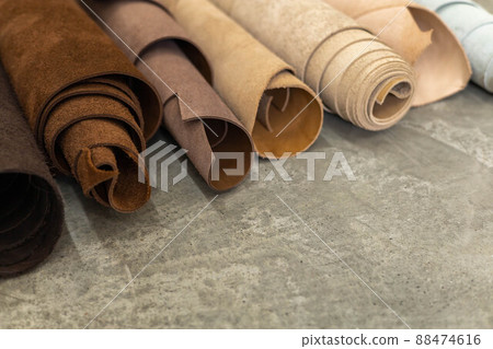 Material for creating handmade production at leather workshop. 88474616