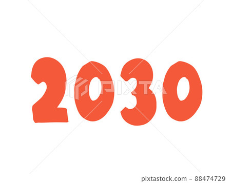 僅 2030 個數字(朱紅色)/手繪插圖字符 僅 2030 個數字(朱紅色)/手繪插圖字符 88474729