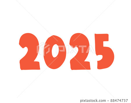 僅 2025 個數字（朱紅色）/手繪插圖字符 88474737
