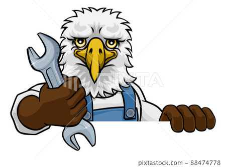 Eagle Plumber Or Mechanic Holding Spanner 88474778