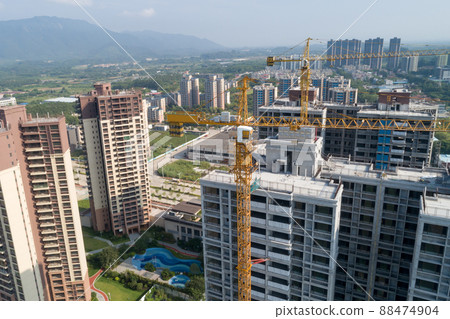 Aerial view of multistory apartment construction site in China 88474904