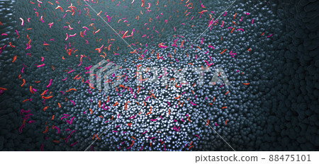 Bacteria as part of the intestinal microbiome in the digestive tract - 3d illustration 88475101