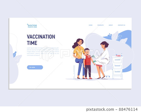 Web page template of family vaccination for immunity health. 88476114