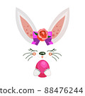 Easter bunny with an egg cute vector drawing. Icon, logo, template, illustration for Easter celebration.  88476244