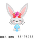 Easter bunny with an egg cute vector drawing. Icon, logo, template, illustration for Easter celebration.  88476258