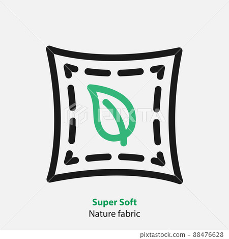 Vector linear leaf icon super soft nature fabric. Outline green logo in black square. Vector linear leaf icon super soft nature fabric. Outline green logo in black square. 88476628