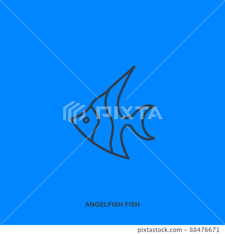 Vector angelfish linear icon on blue... - Stock Illustration [88476671 ...