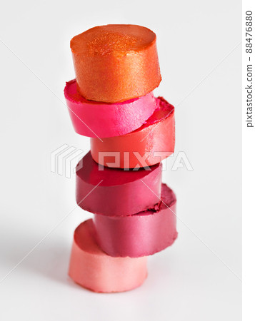 So many colors to choose from. Shot of colorful stacked makeup. 88476880