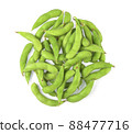 Green soy bean isolated on white background. top view 88477716