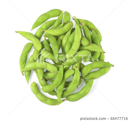 Green soy bean isolated on white background. top view Green soy bean isolated on white background. top view 88477716