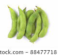 Green soy bean isolated on white background. top view 88477718