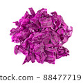 slice purple cabbage isolated on white background. top view 88477719