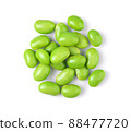 Green soy bean isolated on white background. top view 88477720