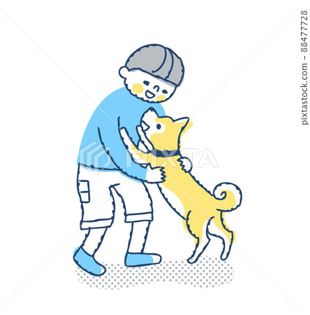 男孩和狗玩耍 男孩和狗玩耍 88477728