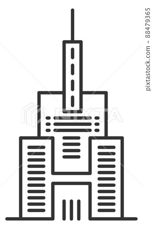 High city building. Business center or hospital icon 88479365