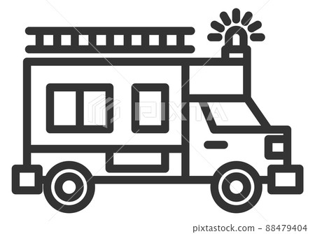 Fire truck line icon. Firefighter car with siren Fire truck line icon. Firefighter car with siren 88479404