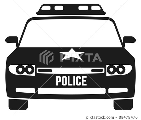 Police car icon. Patrol auto front view 88479476