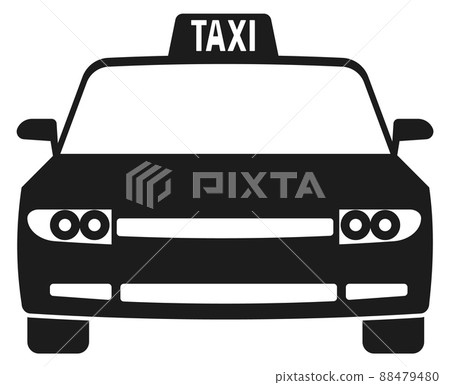Taxi car front view. Black auto icon 88479480