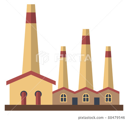 Manufacture flat icon. Industrial bulding. Chemical machinery Manufacture flat icon. Industrial bulding. Chemical machinery 88479546