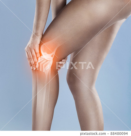 Knee injuries can linger. Concept shot of a woman with a painful knee joint. Knee injuries can linger. Concept shot of a woman with a painful knee joint. 88480094
