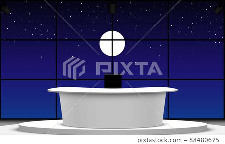 news studio with full moon in the night background news studio with full moon in the night background 88480675