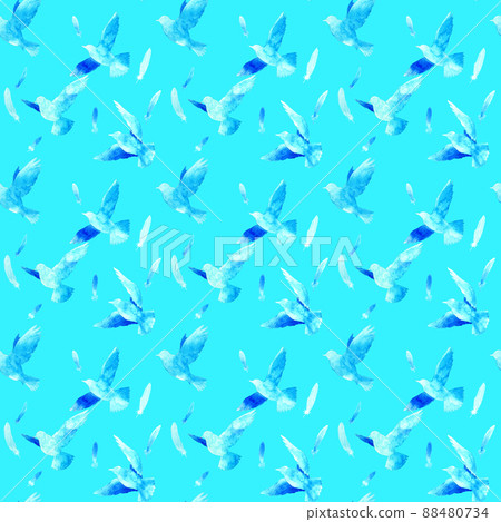 Seamless pattern of flying bird silhouette Animal pattern textile with hand-painted watercolor illustration 88480734