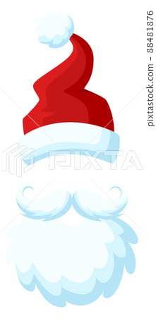 Santa red hat with white beard. Christmas photo sticker 88481876