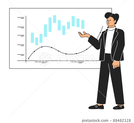 Man showing chart on board. Business report presentation 88482128