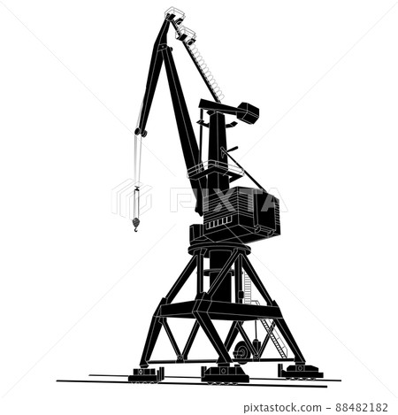 Port cargo crane silhouette Isolated vector for design. Port cargo crane silhouette Isolated vector for design. 88482182