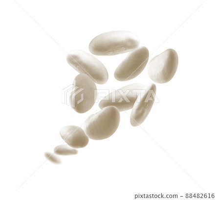 White beans levitate on a white background 88482616