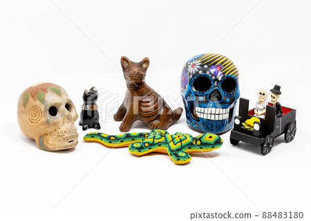 Traditional mexican folklore statues for Day of the Dead celebration Traditional mexican folklore statues for Day of the Dead celebration 88483180