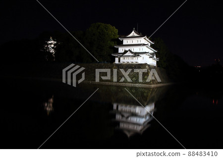 Nagoya City, illuminated scenery of the northwest corner turret of Nagoya Castle 88483410