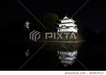 Nagoya City, illuminated scenery of the northwest corner turret of Nagoya Castle 88483413