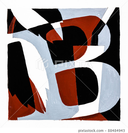 composition with letter B with brown, black paints 88484943