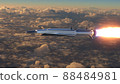 Hypersonic rocket flies above the clouds 88484981