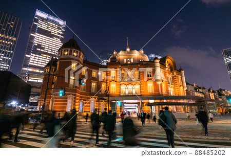 Tokyo cityscape of Japan Overlooking the red brick station building of Tokyo Station = April 7 Tokyo cityscape of Japan Overlooking the red brick station building of Tokyo Station = April 7 88485202