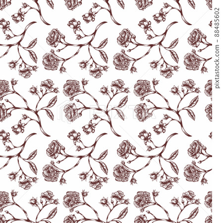 Vintage vector rose seamless pattern - Stock Illustration [88485602 ...