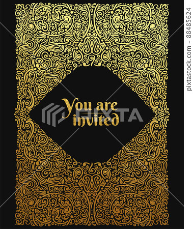 Oriental ornate card with gold foil Oriental ornate card with gold foil 88485624