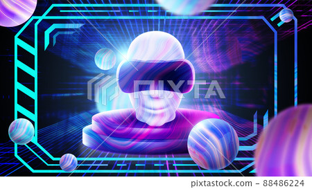 虚拟人元宇宙概念人工智能概念色彩斑斓VR星球海报设计 88486224